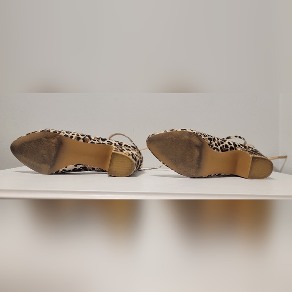 Leather Calf Hair, Pilcro & The Letterpress Women's  Cheeta Print, Strappy Heels - Picture 13 of 13